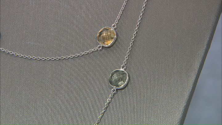 Multi-Color Multi-Gemstone Rhodium Over Sterling Silver Station Necklace 27.00ctw Video Thumbnail